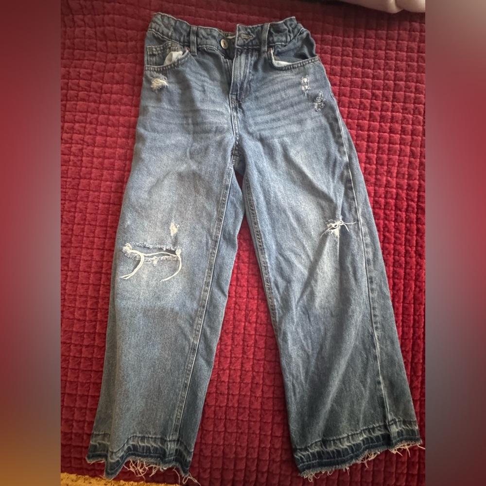 Zara Girls Distressed Wide-Leg Jeans - size 11-12